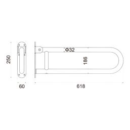 Swirl Adapt+ Household Folding Grab Rail Matt Black 618mm x 250mm x 32mm