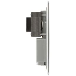 LAP  2-Gang Dual Voltage Shaver Socket 115 / 230V Brushed Stainless Steel with Graphite Inserts