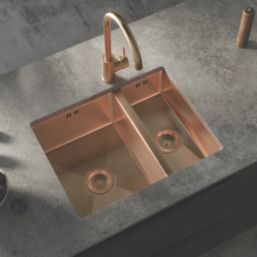 ETAL Elite 1.5 Bowl Stainless Steel Inset / Undermount Kitchen Sink Brushed Copper 555mm x 440mm