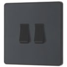 British General Evolve 20 A  16AX 2-Gang 2-Way Light Switch  Grey with Black Inserts