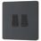 British General Evolve 20 A  16AX 2-Gang 2-Way Light Switch  Grey with Black Inserts