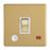 Contactum Lyric 20A 1-Gang DP Control Switch & Flex Outlet Brushed Brass with Neon with White Inserts