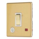 Contactum Lyric 20A 1-Gang DP Control Switch & Flex Outlet Brushed Brass with Neon with White Inserts