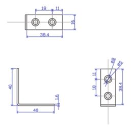 Essentials Corner Brackets Silver 40mm x 40mm x 16mm 4 Pack