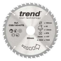 Trend  Wood/Chipboard/MDF Circular Saw Blade 190mm x 30mm 40T