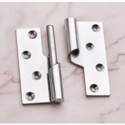 Smith & Locke Polished Chrome  Rising Butt Hinges  100mm x 84mm 2 Pack