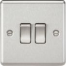 Knightsbridge  10AX 2-Gang 2-Way Light Switch  Brushed Chrome