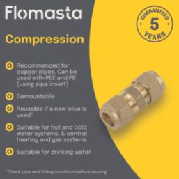 Flomasta  Brass Compression Equal Coupler 8mm