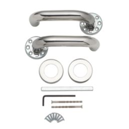 Eurospec  Fire Rated Safety Lever on Rose Pair Polished Stainless Steel