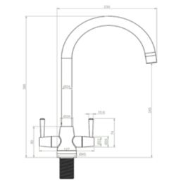 ETAL Wick Twin Lever Kitchen Mixer Tap Brushed Copper