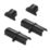 D-Line PVC Black Micro Trunking Connector End Cap Pack 4 Pieces
