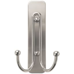 Command Brushed Nickel Self-Adhesive Large Double Hook 2 Pack