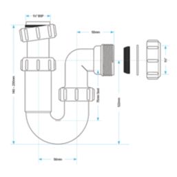 Viva Adjustable 32mm Basin or Bidet Magna 1¼" Telescopic 'P' Trap