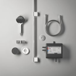 Mira Platinum Gravity-Pumped Ceiling-Fed Black/Chrome Thermostatic Wireless Digital Mixer Shower