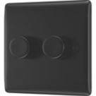 British General Nexus Metal 2-Gang 2-Way LED Dimmer Switch  Matt Black