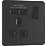 British General Evolve 13A 1-Gang SP Switched Socket + 2.1A 10.5W 2-Outlet Type A USB Charger Matt Black with Black Inserts