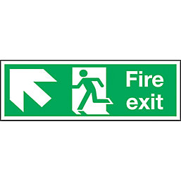 Non Photoluminescent "Fire Exit" Left Arrow Sign 150mm x 450mm