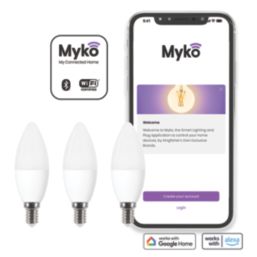 LAP Myko  E14 Candle RGB & White LED Smart Light Bulb 4.2W 470lm 3 Pack
