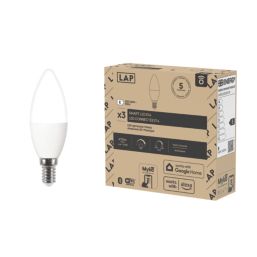LAP Myko  E14 Candle RGB & White LED Smart Light Bulb 4.2W 470lm 3 Pack
