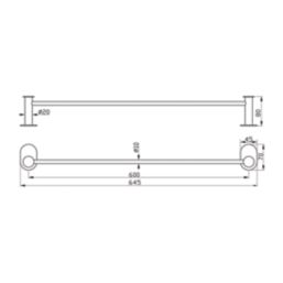 Swirl Caldew Bathroom Towel Rail White 645mm x 80mm x 70mm