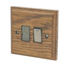 Varilight  13AX Switched Fused Spur with Neon Medium Oak with Black Inserts