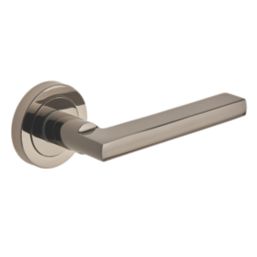 Designer Levers Scylla Lever on Rose Door Handle Pair Black Nickel