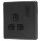 Arlec  13A 1-Gang SP Switched Socket Charcoal  with Black Inserts
