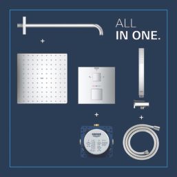 Grohe Precision 310 Cube HP Rear-Fed Concealed Chrome Thermostatic Cube Shower System