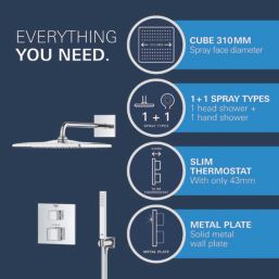 Grohe Precision 310 Cube HP Rear-Fed Concealed Chrome Thermostatic Cube Shower System