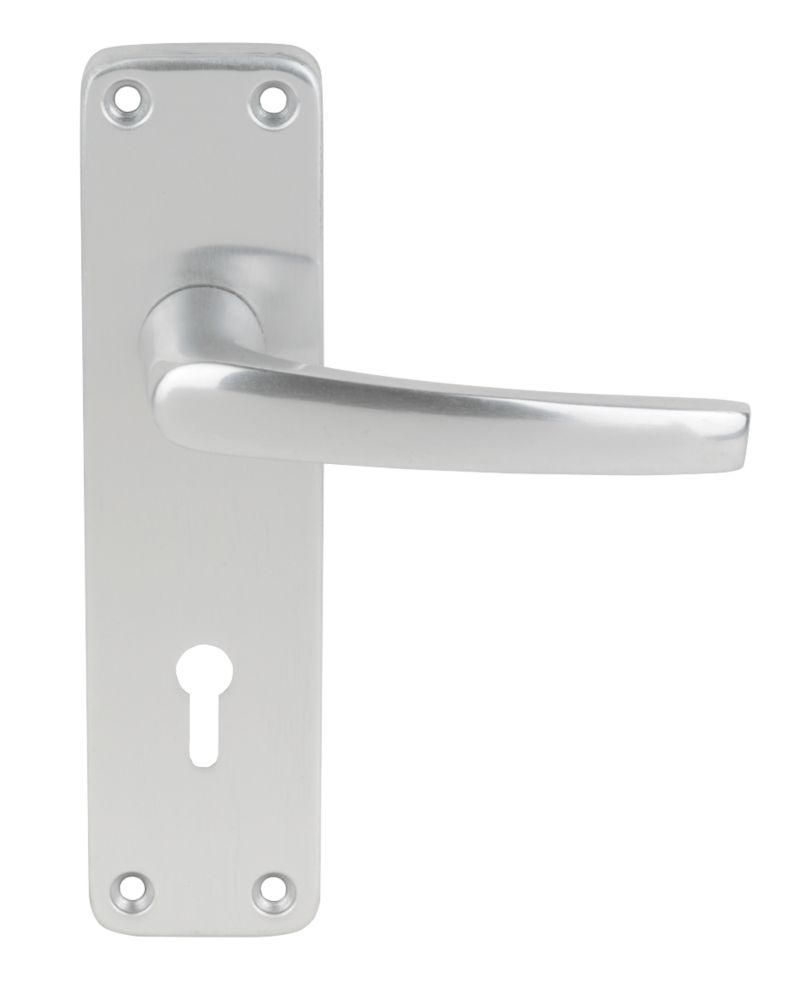 Smith & Locke Contract Fire Rated Lever Lock Door Handle Pair Satin