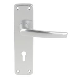 Smith & Locke Contract Fire Rated Lever Lock Door Handle Pair Satin Anodised Aluminium