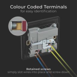 British General Evolve 13A 1-Gang SP Switched Socket + 3A 18W 2-Outlet Type A & C USB Charger Copper with Black Inserts