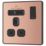 British General Evolve 13A 1-Gang SP Switched Socket + 3A 18W 2-Outlet Type A & C USB Charger Copper with Black Inserts