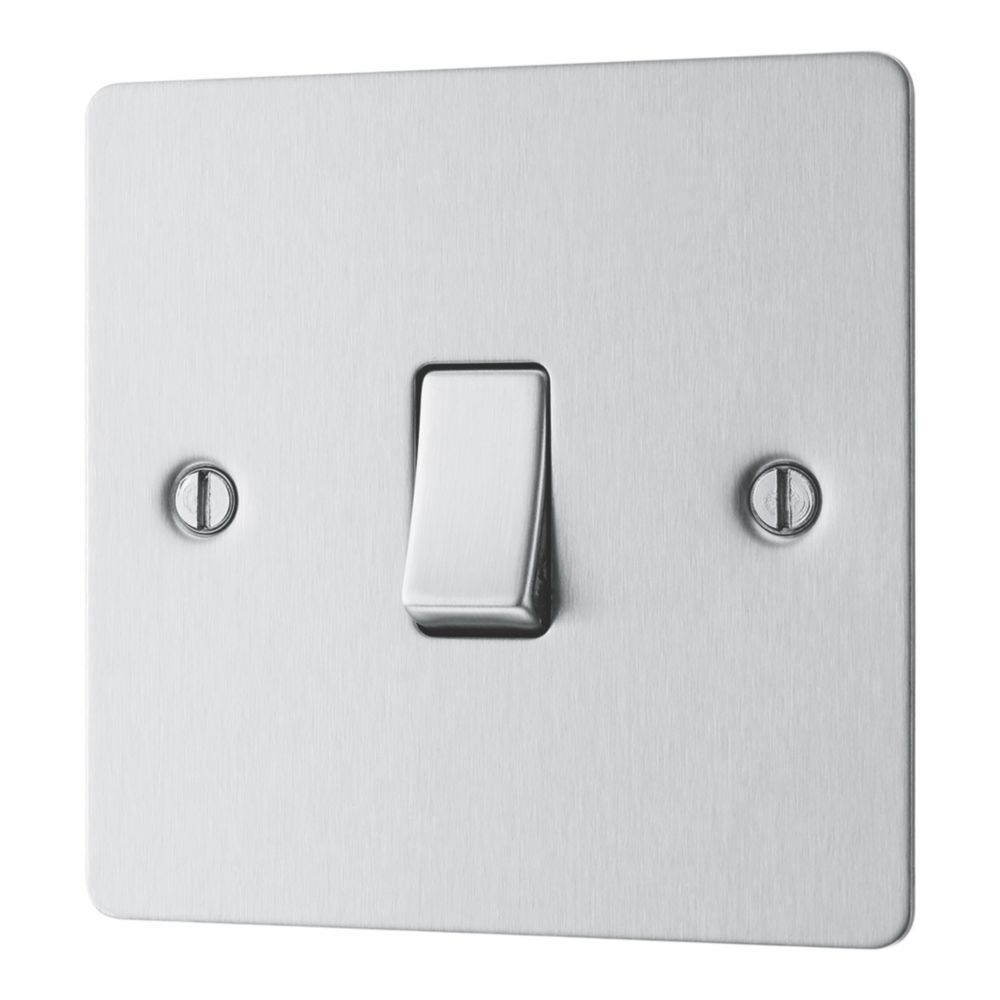 LAP 20A 16AX 1-Gang 2-Way Light Switch Brushed Stainless Steel - Screwfix