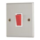 Contactum iConic 32A 1-Gang DP Control Switch Brushed Steel  with White Inserts
