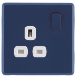 Arlec  13A 1-Gang SP Switched Socket Blue  with White Inserts