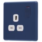 Arlec  13A 1-Gang SP Switched Socket Blue  with White Inserts