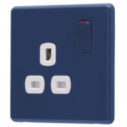Arlec  13A 1-Gang SP Switched Socket Blue  with White Inserts