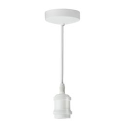 Knightsbridge Vintage 6" Pendant Set Light Fitting E27 Matt White 3 1/2"