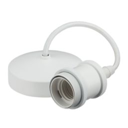 Knightsbridge Vintage 6" Pendant Set Light Fitting E27 Matt White 3 1/2"