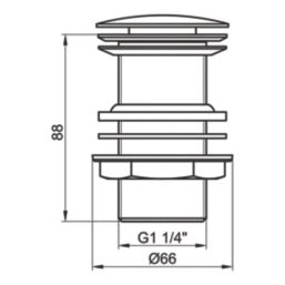 Flomasta Unslotted Pop Up Basin Waste Brushed Brass 66mm