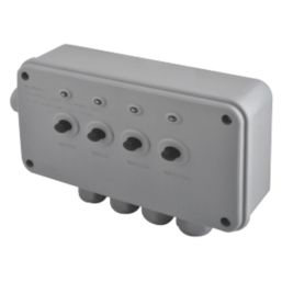 British General  IP66 13A 4-Gang 4-Way Weatherproof Outdoor Switched Power Controller with LED