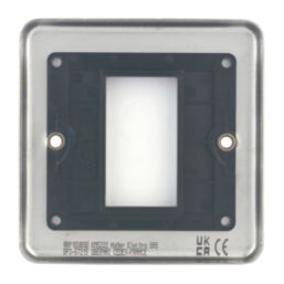 Hager Sollysta WRP1EUBSB 1-Module Modular Faceplate Brushed Steel with Black Inserts