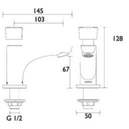 Bristan Z2 DUS 1/2 C Chrome 128mm Self-Closing Mono Basin Pillar Tap