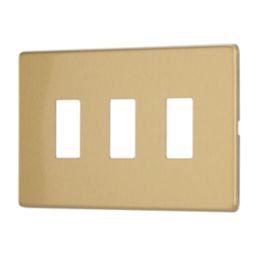 Contactum Lyric 3-Module Grid Faceplate Brushed Brass