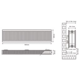 Flomasta 300mm x 1400mm 4523BTU White Type 22 Convector Radiator