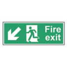Essentials  Non Photoluminescent "Fire Exit Man Down Left Arrow" Sign 150mm x 400mm