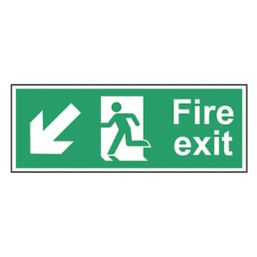 Essentials  Non Photoluminescent "Fire Exit Man Down Left Arrow" Sign 150mm x 400mm