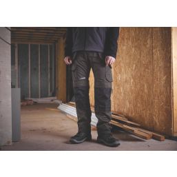 Scruffs Trade Stretch Work Trousers Grey/Black 36" W 32" L