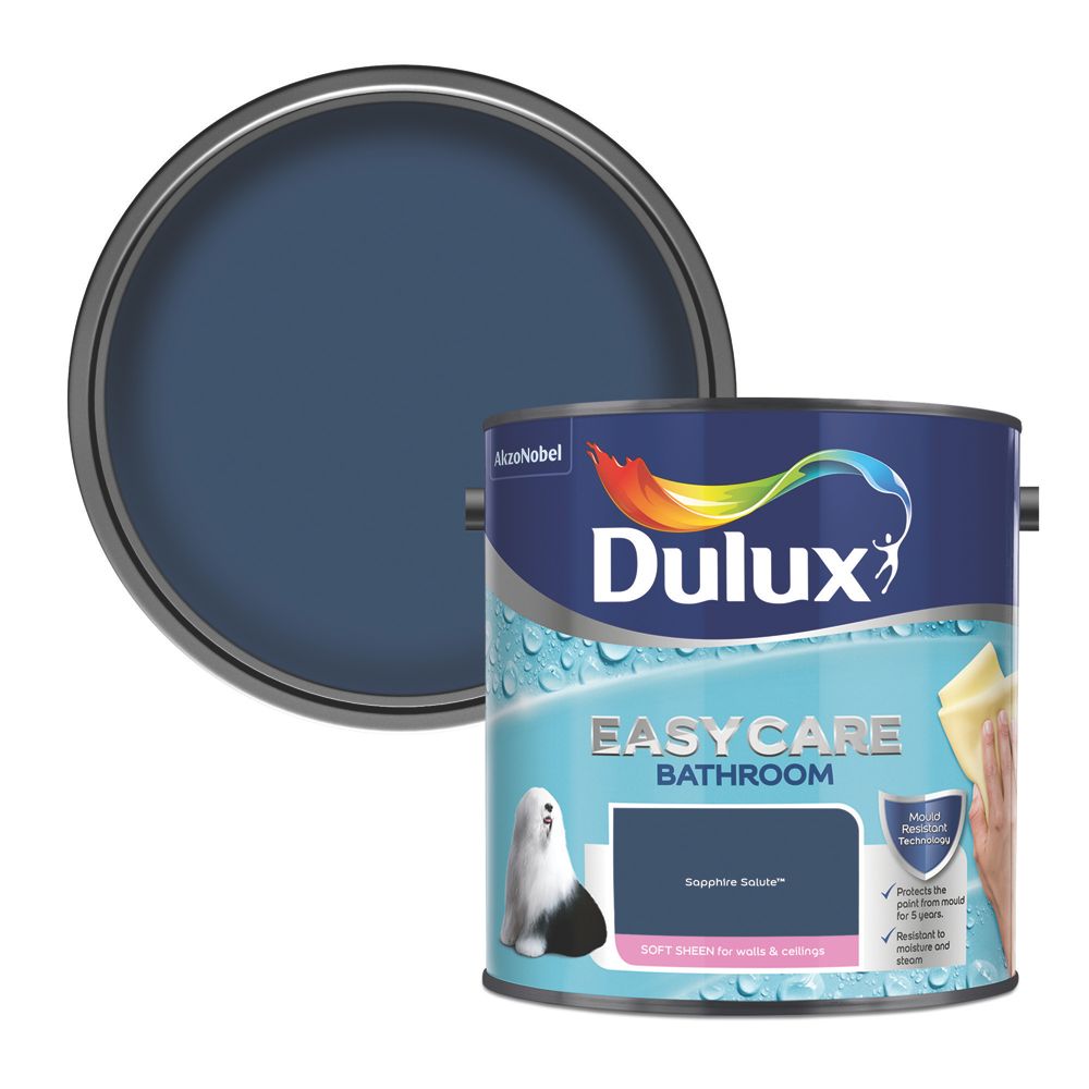 Dulux Easycare Soft Sheen Sapphire Salute Emulsion Bathroom Paint 2.5Ltr Screwfix